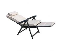 Milani Home s.r.l.s. Poltrona A Sdraio Imbottita Reclinabile Cuscino Poggiatesta Imbottito Alta Densità, Adatta A Giardino, Portico, Piscina E Relax con Carrello Poggiapiedi Estraibile A Scomparsa
