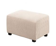 KAISUN Copri Pouf Elasticizzato Copertura DellOttomano in Tessuto Elastico, Lavabile Jacquard Copri Ottomano (Beige Chiaro,S)