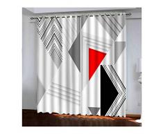 Daesar Tende 2 Pannelli Tenda Soggiorno Finestra Motivo Geometrico 3D Tende Soggiorno Grigio Rosso Nero 274x244CM Tenda Poliestere Oscurante