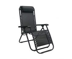 Totò Piccinni Sedia Gravity gravità Zero Sdraio da Giardino Poltrona Relax Pieghevole Salvaspazio Tubolari Acciaio 24mm Reclinabile Tessuto in Textilene, Mare Spiaggia Piscina Arredo Esterno (Nero)