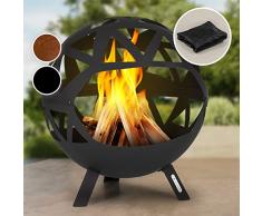 Blumfeldt Braciere da Giardino, Bracere da Esterno Legna con Giglia, Braciere con Supporto, Braciere da Esterno Resistente alle Intemperie in Acciaio, con Attizzatoio, Per Campeggio e Terrazzo