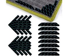 Lusee Nastro antiscivolo per Tappeti, Set di 16 Tappeto Gripper Antiscivolo Sottotappeto, Lavabile Riutilizzabile Pinze Adesivo per Tappeti, mantenere il tappeto in posizione e appiattire gli angoli