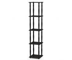 Furinno Turn-N-Tube Scaffale Espositore Quadrato a 5 Piani con Tubo Classico, Espresso / Nero