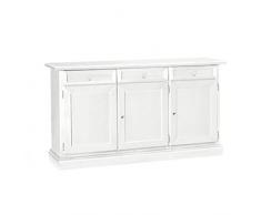 Mar.c.a. Design - Credenza Soggiorno, Base in Legno di Pioppo Bianco Opaco, Credenza Arte Povera, Mobile Soggiorno con 3 Porte Made in Italy - Mis. 156x42x85h