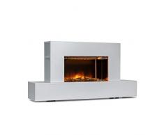 KLARSTEIN Heat n Beat - Camino Elettrico, Termoconvettore, Termoventilatore, Sideboard, 900/1800 W, Fino a 36 m², Cassa Bluetooth, Effetto Fiamma 3D LED Dimmerabile, Legno Decorativo, Bianco