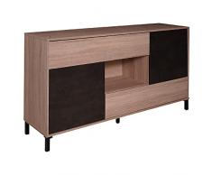 Dmora Credenza moderna a 2 ante e 2 cassetti, Mobile da soggiorno porta TV, Buffet da cucina, Madia con scaffali, cm151x41xh80, colore Rovere e Ossido