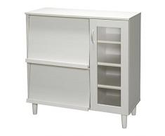 Iris Ohyama, Armadio MultiStorage/Madia con piano scorrevole e anta in vetro/Armadio in legno, Modulare,Altezza ripiano regolabile 3,2 cm, Ufficio, Casa - Cabinet - KBN-9390 - Quercia Bianco