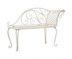 JKYOU Garden Chaise Lounge 128 cm Metallo Bianco Antico. Posti a sedere per Esterni, Panche per Esterni