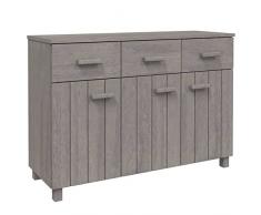 Festnight Credenza Soggiorno, Credenza Cucina, Mobiletto Multiuso, Mobile Soggiorno, in Legno Massello di Pino Grigio Chiaro 113x40x80 cm