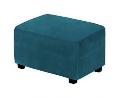 JHLD Velluto Copri Pouf, Tinta Unita Copri Pouf Elasticizzato Rettangolare Copertura DellOttomano con Elasticizzato Parte Inferiore per Soggiorno-Blu B-X Large