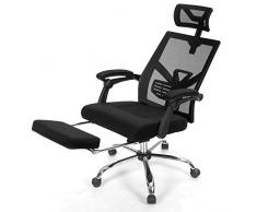 COSTWAY Sedia da Ufficio Ergonomica, Poltrona Altezza Regolabile, Sedia Reclinabile e Girevole con Poggiatesta Poggiapiedi Supporto Lombare, per Ufficio Studio Casa (Nero)