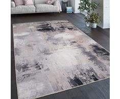 Paco Home Tappeto Salotto Moderno Soggiorno Tessuto Liscio Moderno Motivo Astratto Vintage Lavabile in Lavatrice, Dimensione:140x200 cm, Colore:Grigio-Beige