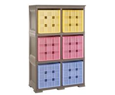 Tontarelli Omnimodus Scaffale con 6 Contenitori Cubo, Wengè, 79x47x125 cm