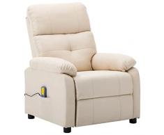 vidaXL Poltrona Massaggiante Crema in Tessuto