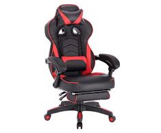 WOLTU BS71rt Sedia Gaming Gioco Poltrona da Ufficio Girevole Ergonomica con Poggiatesta Poggiapiedi di Ecopelle Rosso