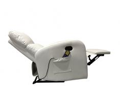 Poltrona Relax Vibrante RECLINABILE Similpelle RISCALDABILE TV 10 Punti VIBRANTI (Bianco)