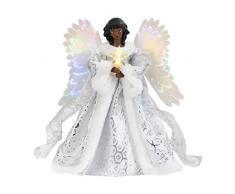 Ciondolo a forma di angelo di Natale in resina 3D, con luce LED, per bambola, angelo, albero di Natale, decorazione natalizia per San Valentino, per la dispensa (nero, taglia unica)