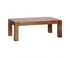 WOHNLING tavolino in Legno massello Sheesham 110 Centimetri Ampio Soggiorno Disegno Tavolo Scuro Tavolo in Stile Bruno Paese