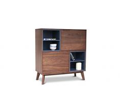 pib Credenza Cassi in Stile Nordico - Prodotto Versatile, Altezza Regolabile, Legno di Noce | Eleganza e Ispirazione scandinava Vintage - Marrone Noce (L100 x H110 x P45 cm)
