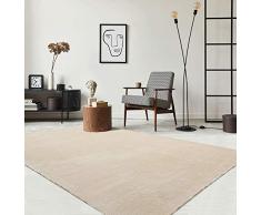 the carpet il tappeto Relax Tappeto moderno a pelo corto, fondo antiscivolo, lavabile fino a 30 gradi, morbidissimo, effetto pelliccia, beige, 80 x 150 cm