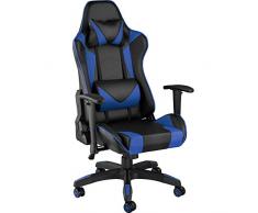 TecTake 800728 Poltrona da Ufficio Sedia da Gaming Direzionale Girevole per Casa Studio Sportiva Racing - Disponibile in Diversi Colori – (Nero-Blu | No. 403208)