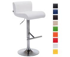 CLP Sgabello Bar California In Similpelle E Metallo I Sgabello Alto Girevole E Regolabile 63-84CM I Sedia Sgabello Cucina Imbottito Con Poggiapiedi Bianco