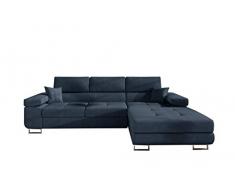 E- MEUBLES Divano ad angolo in letto convertibile con cassaforte 4/5 posti - in tessuto - Soggiorno e soggiorno - Alvaro (Blu marino(Soro 76), Destro)