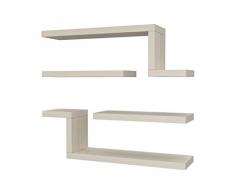 VE.CA-ITALY MENSOLA COMPOSIZIONE ANGEL 4 CM IN LEGNO, ARREDO CASA, DESIGN 100% MADE IN ITALY, LIVING, CAMERA, CUCINA IN 10 DIVERSE COLORAZIONI (Bianco larice)