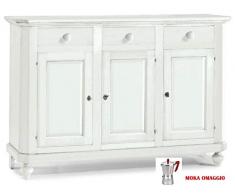 CLASSICO madia bassa Shabby Chic bianca con 2 sportelli e 2 cassetti sala 105x42x85 1384