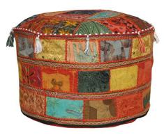 Rajasthali Indiana Traditional Home Decorativo ottomano a Mano e Patchwork Piede Sgabello Piano Cuscino, 58 x 33 cm
