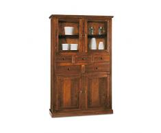 InHouse srls Mobile dispensa, Arte povera, in Legno massello e MDF con rifinitura in Noce Lucido - Mis. 120 x 41 x 187