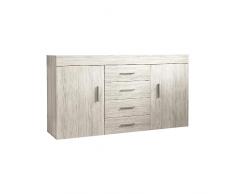 Mondo Viro Madia credenza a buffet CH4298 mobile in legno a 2 ante con 4 cassetti da soggiorno cm 153x40 85h (Bianco Venato)