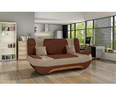 MB-MOEBEL Divano letto matrimoniale clic clac 3 posti con Vano Contenitore Sofa in Tessuto Divanetto - 92x194x95cm FEBA (Marrone+Beige Alova 12+7)