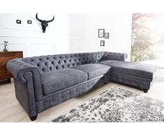 Casa Padrino Chesterfield Divano ad Angolo in Grigio Antico - Soggiorno - Divano