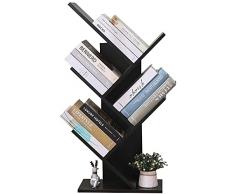 ETNIC ART Libreria ad Albero Moderna wenge autoportante Libri CD salvaspazio Legno portaoggetti scaffali Comodino 40x20x77 scaffale Design Ufficio Ingresso Soggiorno porta cd a colonna