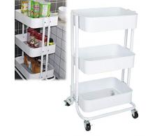 4 Ruote Carrello per Parrucchiere, Scaffalature per Cucina Facile da Montare, Carrello di Stoccaggio Multiuso per Cucina, Bagno, Ufficio, ecc. Bianco(bianco)