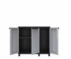 Terry Twist Black 102B Armadio Basso in Plastica a 3 Ante, Grigio/Nero, 102 x 39 x 91.5 cm