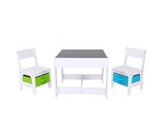 Baby Vivo Set Tavolo da attività per Bambini con 2 Sedie Cassapanca Gioco Mobili Lavagna per Pittura Fatto di Legno - Max