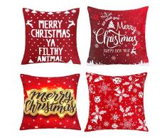 4 federe natalizie Cuscini per divani Decorativo Cotone Biancheria Cuscino copricuscini Divano Caso Federa per Cuscino 45x45 cm