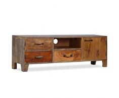 vidaXL Mobile TV in legno massello Mobile Vintage TV Stand Unit Lowboard Stereo Plasma HiFi Cabinet Media Tavolo Centro di intrattenimento Living Rooom