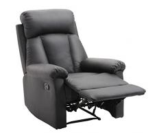HOMCOM Poltrona Relax Reclinabile Imbottita Ergonomica con Poggiapiedi Ecopelle 80 × 97 × 107cm Nero