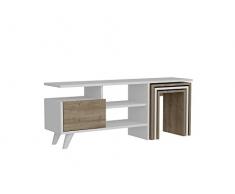 Mobile TV basso per TV, credenza, per soggiorno, colore bianco noce I 2237 I 120 x 29,5 x 49 cm