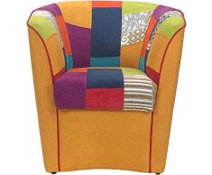 Poltrona Valentina A POZZETTO in Tessuto Giallo e Seduta Tessuto Patchwork (Giallo)