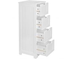 Mobile Bagno Design Lui Stile Country in Legno MDF 30 x 83 x 30 cm Bianco. Mobile Bagno Piccolo 4 cassetti. Armadio Laterale Armadio Multiuso