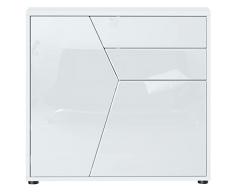 Vladon Credenza Benny, mobile con 2 ante e 2 cassetti, bianco opaco/bianco lucido (79 x 74 x 36 cm)