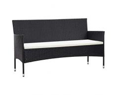 Tidyard Divano da Giardino a 3 Posti in Polyrattan, Divani da Esterno, Mobili da Giardino con Cuscini Nero