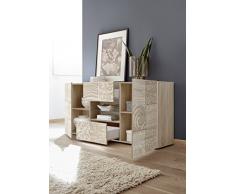 Arredocasagmb.it Mobile Contenitore 2 Ante 2 cassetti Moderno Rovere Chiaro Ante con Serigrafia Soggiorno Madia Buffet con sportelli Design Mira 07