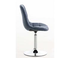 CLP Sedia lounge Emil, fodera in tessuto, sedia da sala da pranzo imbottita, base in metallo cromato, con piedistallo, girevole, sgabello di design, sedia moderna blu