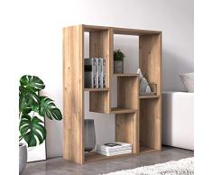 Dmora Modulo componibile Formato da Due Pezzi per Creare Mobile da Soggiorno Porta TV-libreria-tavolino, cm 130 x 25 x 50, Colore Quercia