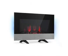 KLARSTEIN Basel Baseline - Camino Elettrico, Termoventilatore, 2000 Watt, 2 Livelli, Effetto Fiamma LED in 7 Colori, Dimmer, Retroilluminazione LED, Termostato, Timer, Display LED, Nero
